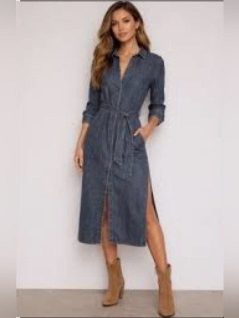 Cloth and Stone Denim Midi Shirt Dress. Size XS